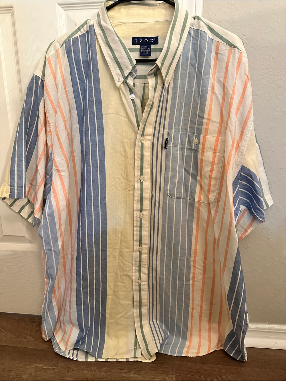 IZOD Men's Short-Sleeve Striped Button-Down Shirt - Multi-Color